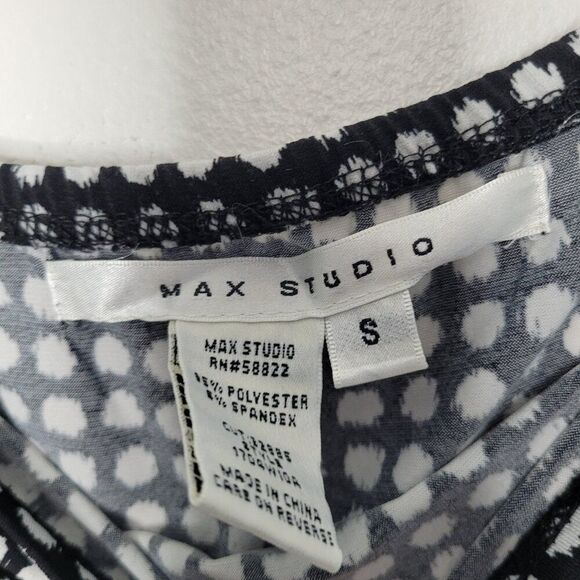 Vintage y2k Max Studio black dot print tiered maxi full skirt size small - Picture 4 of 6